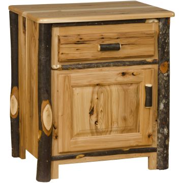 Saranac 1 Drawer Dual Cubby Hickory Log Nightstand