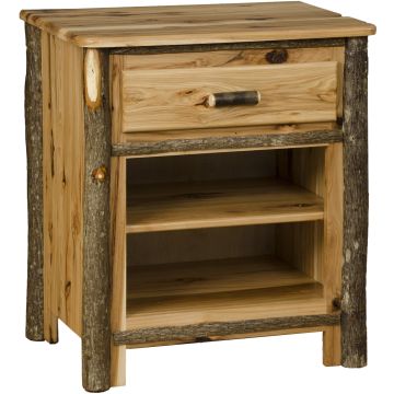 Saranac 1 Drawer Dual Cubby Hickory Log Nightstand