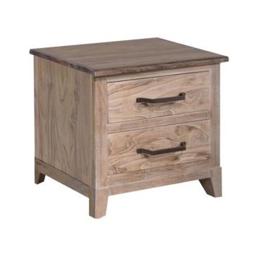 White Teak 2 Drawer Nightstand