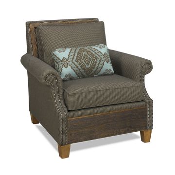 Norfolk Upholstered Barn Wood Lounge Chair - Pictured upholstery may not be listed or available