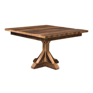 Norwich Rustic Barn Wood Dining Table - Solid Top - Clear Finish