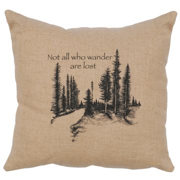 Not All Who Wander Image Decor Pillow - Natural Linen