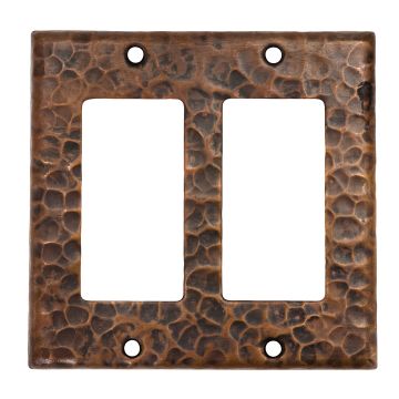 Oil Rubbed Bronze Hammered Copper Double GFI Wall Plate Cover