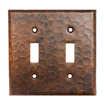 Oil Rubbed Bronze Hammered Copper Double Switch Wall Plate Cover