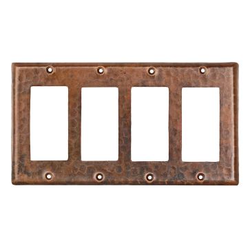 Oil Rubbed Bronze Hammered Copper Quadruple GFI Wall Plate Cover