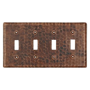 Oil Rubbed Bronze Hammered Copper Quadruple Switch Wall Plate Cover