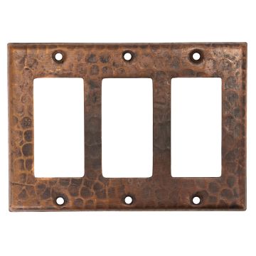 Oil Rubbed Bronze Hammered Copper Triple GFI Wall Plate Cover