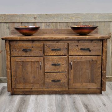 Olde Towne Rustic Log 60" Double Sink Vanity with Barnwood Lager (new door style)