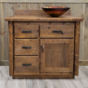 Olde Towne 36" vanity sink right in Barnwood Lager finish (new door style)