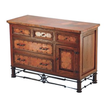 Pablo Hammered Copper 1 Door 5 Drawer Buffet