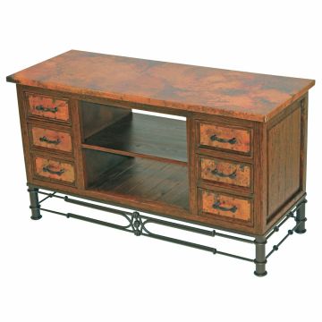 Pablo Hammered Copper 6 Drawer Widescreen TV Stand