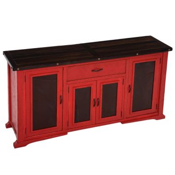 Painted Cottage 4 Door Metal Panel Sideboard - Red Harvest
