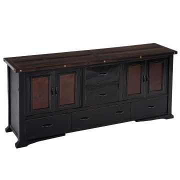 Painted Cottage 5 Drawer Metal Panel Sideboard - Black Harvest