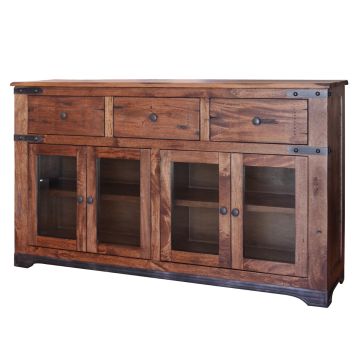 Parota Industrial 4 Door Wood Console
