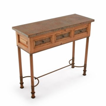 Patti Hammered Verde Copper 3 Drawer Console Table