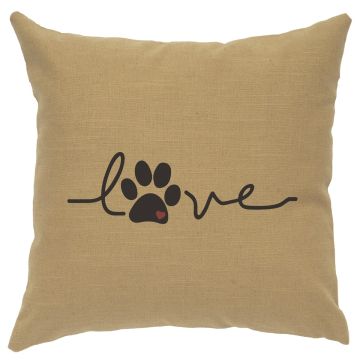 Paw Love Image Decor Pillow - Straw Linen