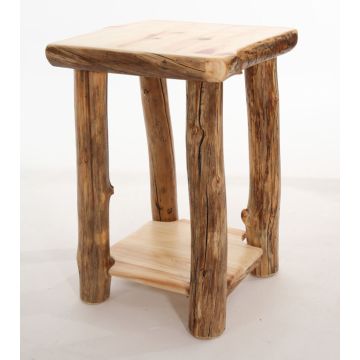Beaver Creek Aspen Log Night Table--Clear finish, Light aspen, Standard logs