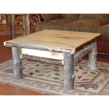 3 ft x 3 ft Midnight Dark Aspen Log Coffee Table