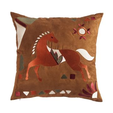 Embroidered Horse Pillow