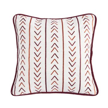 Embroidered Ombre Stripes and Arrows Linen Pillow