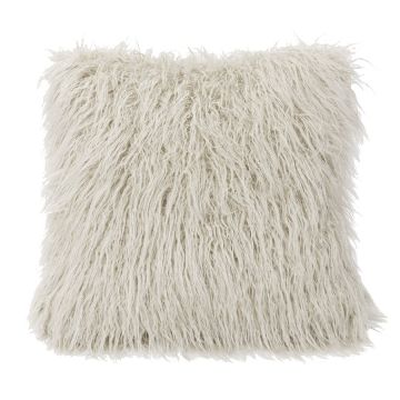 Mongolian White Faux Fur Throw Pillow