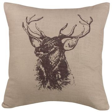 Elk Bust Print Accent Pillow