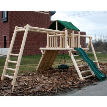 Cedar Peak Playground & Climbing Wall Log Playset