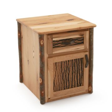 Poplar Grove Hickory Log Enclosed Nightstand - Hinge Left