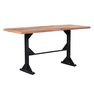 Portland Rustic Industrial Barn Wood 30" Pub Table - Clear Table Top Finish