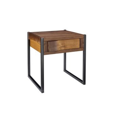 Powder Mountain 1 Drawer Walnut Side Table 