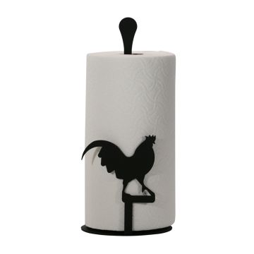 Wrought Iron Rooster Paper Towel Stand