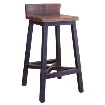 Pueblo Farmhouse Bar Stool in Black Finish

