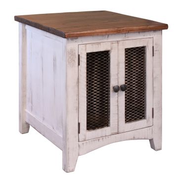 Pueblo Farmhouse End Table - White