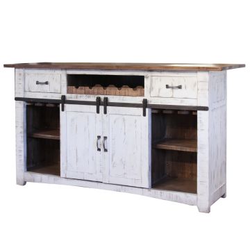 Pueblo White Farmhouse Rolling Door Bar 