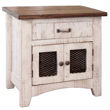 Pueblo White Farmhouse Nightstand