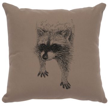 Raccoon Decor Pillow - Taupe Cotton