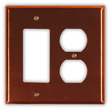 Raw Copper 1 Rocker/GFI 1 Outlet Copper Switch Plate