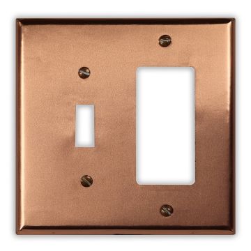 Raw Copper 1 Toggle 1 Rocker/GFI Copper Switch Plate
