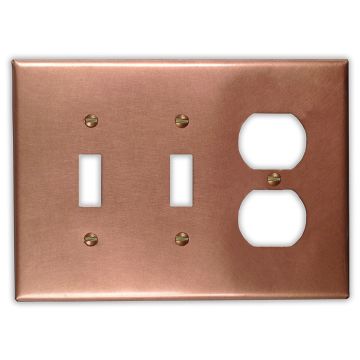 Raw Copper 2 Toggle 1 Outlet Copper Switch Plate