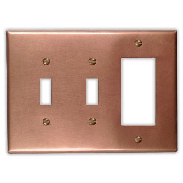 Raw Copper 2 Toggle 1 Rocker/GFI Copper Switch Plate
