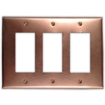 Raw Copper 3 Rocker/GFI Copper Switch Plate