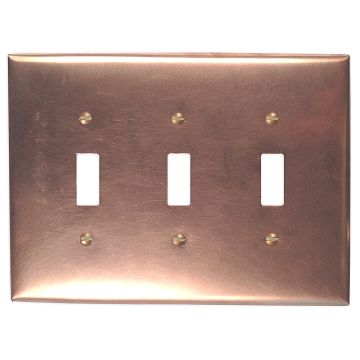 Raw Copper 3 Toggle Copper Switch Plate