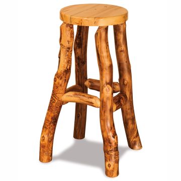 Aspen Highlands Rustic Log Round Bar Stool