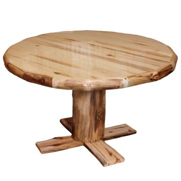 Beartooth Aspen Round Log Pedestal Dining Table