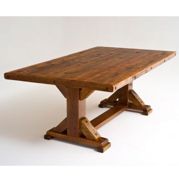 Reclaimed Barn Wood Trestle Dining Table