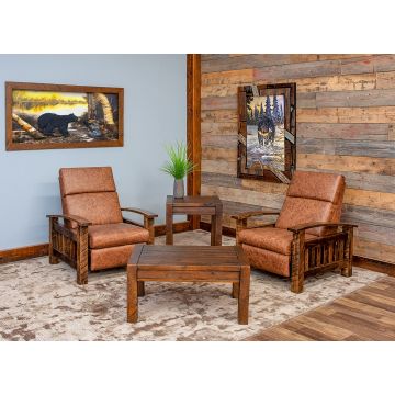 Hallowed Hills Refined Rustic Recliner- Spindled, Almond Finish 