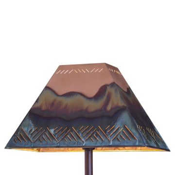 Rustic Rectangle Copper Lampshade - Crosshatch Shade Design - Washed Green Shade Finish
