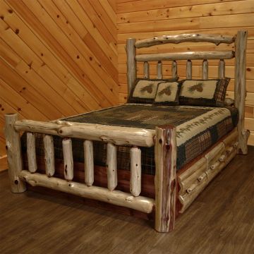 Rust Valley Red Cedar Double Rail Platform Bed 