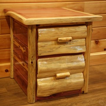 Rust Valley Red Cedar 2 Drawer Log Nightstand