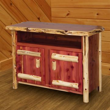 Rust Valley Red Cedar Log Entertainment Center 